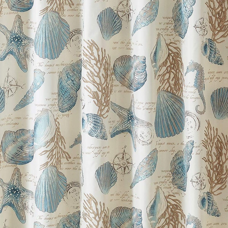 YOSTEV Starfish and Seashells Ivory Bathroom Fabric Shower Curtain with Hooks,Unique 3D Printing,Decorative Bathroom Accessories,Water Proof,Reinforced Metal Grommets 72x84 Inches,Long Size - Image 3